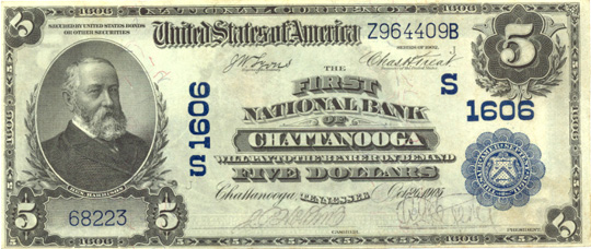 $5 1st NB Chattanooga Ch1606 1902 PB
